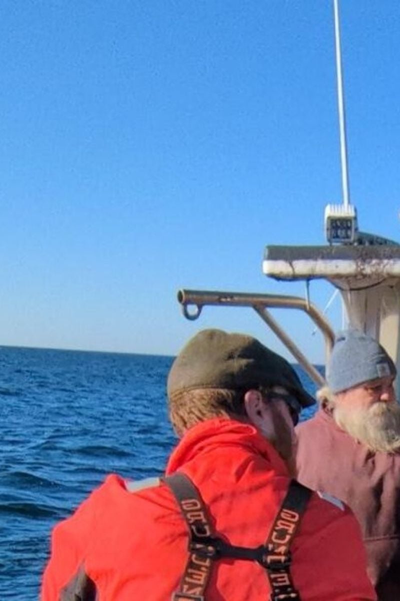 Knotless Gear field crew aboard a fishing boat off the Maine coast