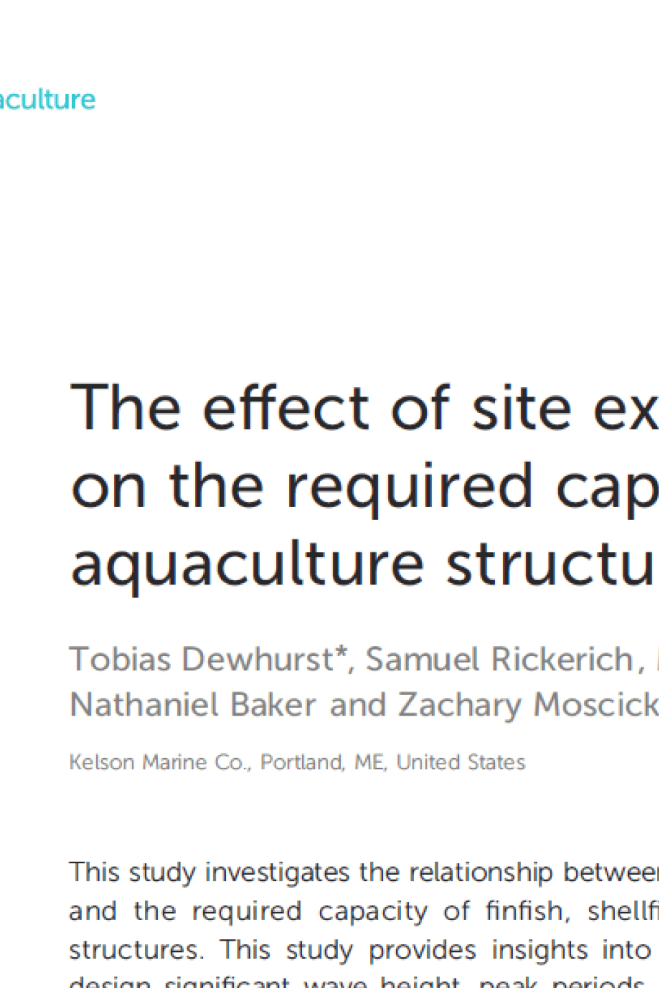 Dewhurst et al., 2025. The effect of site exposure index on the required capacities of aquaculture structures